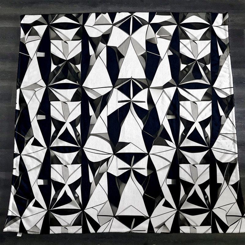 Jeté Ridgley, Noir / blanc, L 68 po x L 80 po, Formes géométriques / abstrait