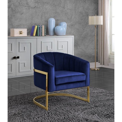 Fauteuil demi-tonneau en velours 30 po Carter