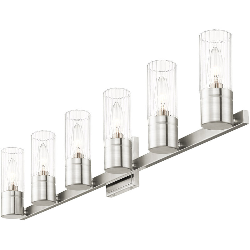 Éclairage pour meuble-lavabo 6 lumières, Nickel brossé