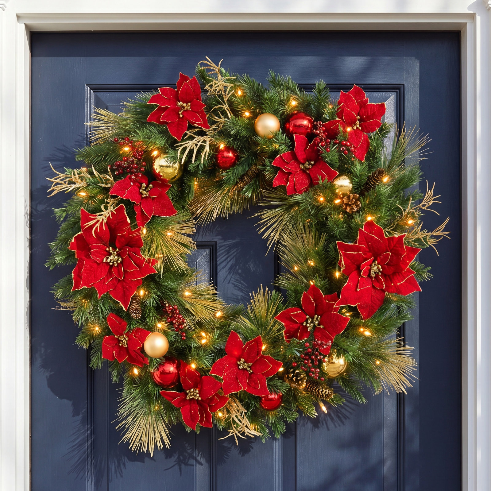National Tree Company 36in. Decorative Collection Home Spun Wreath with Clear Lights