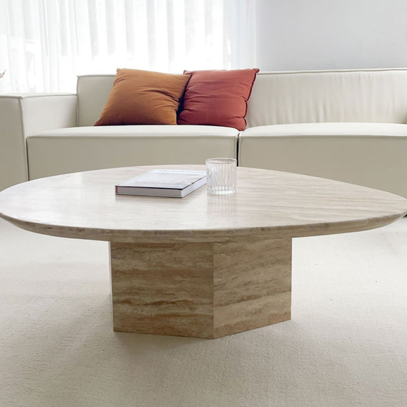 Table basse en pierre naturelle jaune crème
