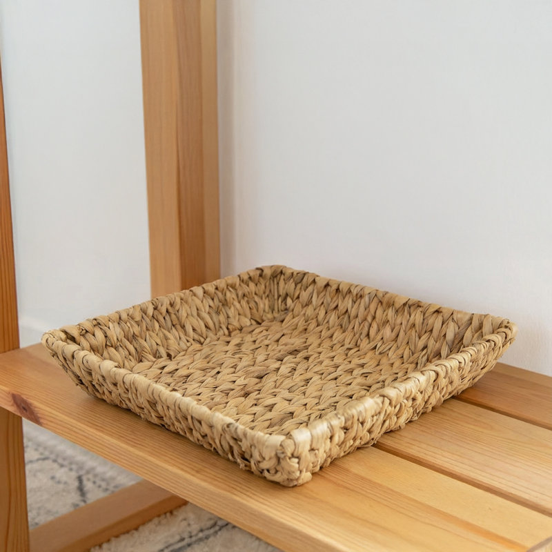 Haight Square Water Hyacinth Tray With Iron Frame Natural