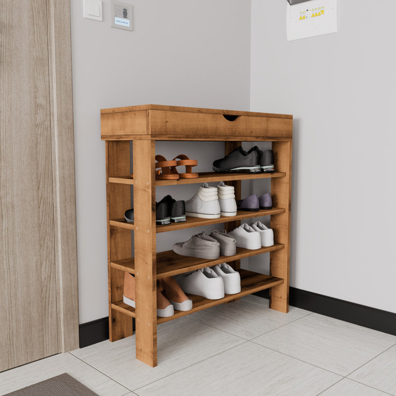 Elberfeld 4 Pair Shoe Storage Cabinet, Brown