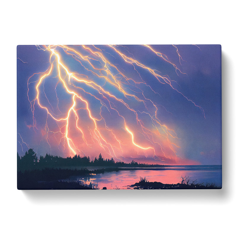 Hypnotic Lightning Storm - Wrapped Canvas Print, 35cm H x 50cm W x 3cm D