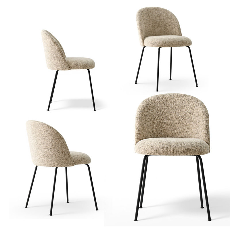 19.5"Seat Height Upholstered Fabric Dining Side Chair, Oatmeal