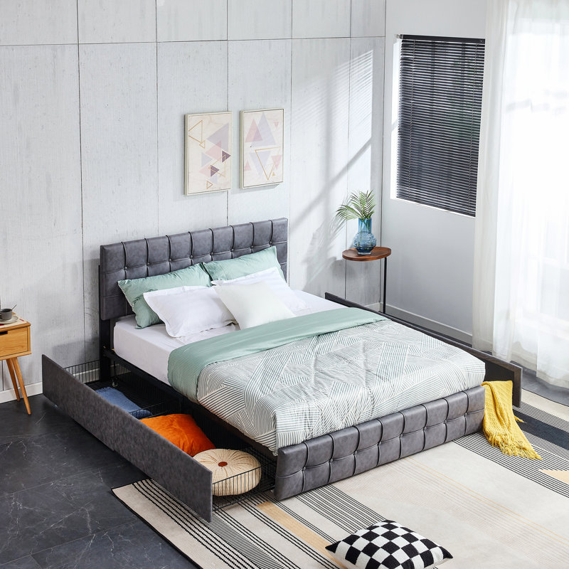 Upholstered Platform Storage Bed, Queen
