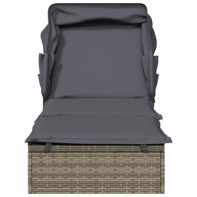 Lit de bronzage en poly rotin 83,9 po x 24,8 po x 38,2 po Latitude Run®, Gris, Gris