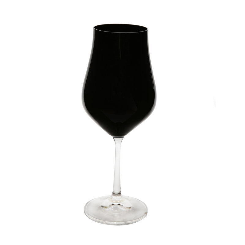Ensemble de 6 verres à eau noirs avec tige transparente, Noir