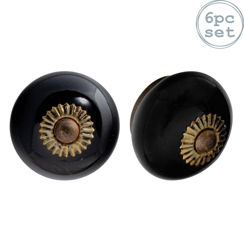 Nicola Spring - Round Ceramic Cabinet Knobs, Black