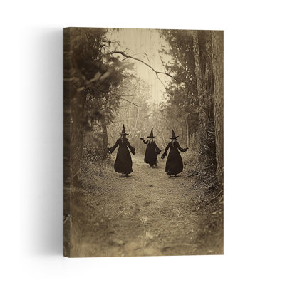 " Three Witches Forest Path Gothic Mystical Vintage Forest Nature Wall Art Print " Print