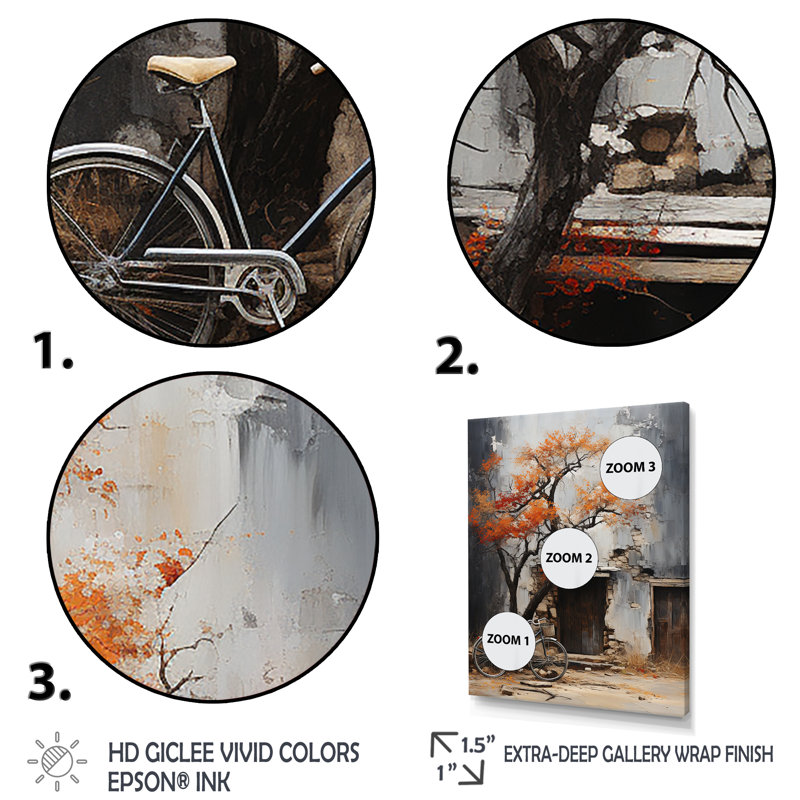 " Orange And Grey Midnight Bicycle ", Black Floater Framed, 60" H x 28" W x 1.5" D