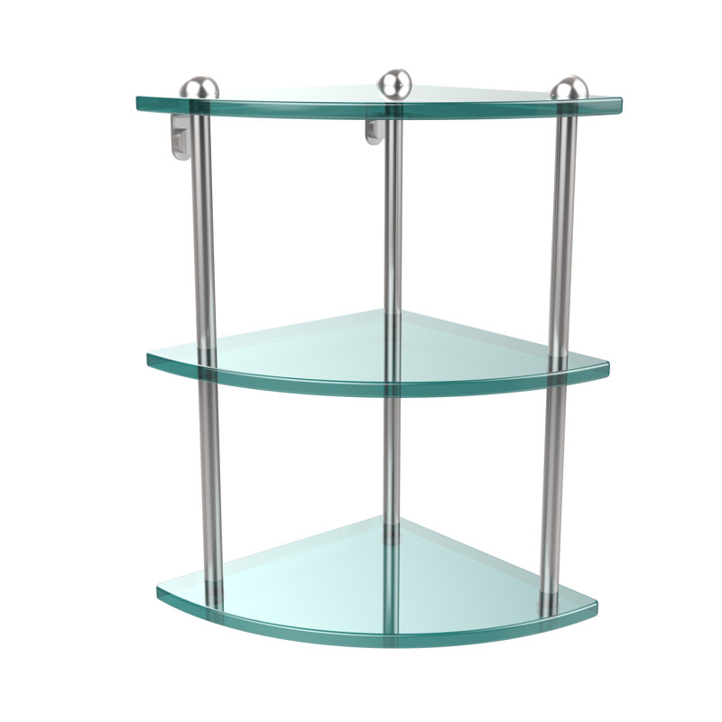 Étagère d’angle en triangle 3 pièces Gober, Chrome satiné