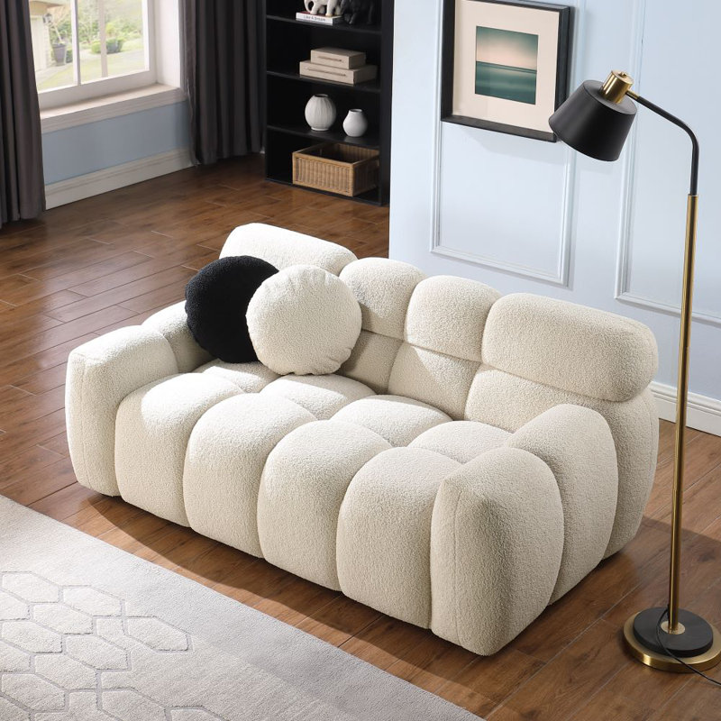 Daviya 86.5" Upholstered Sofa, 28" H x 65" W x 36" D, Beige