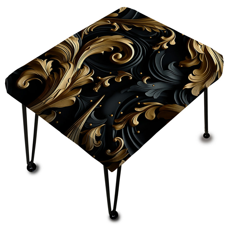 Gold And Black Luxury Damask Symphony - Damask Rectangle Ottoman