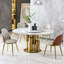 Table de salle à manger 53 po ronde en marbre moderne avec plateau tournant, plateau en pierre frittée pour cuisine, salle à manger, coin repas, conception peu encombrante (4 chaises)-1432626870
