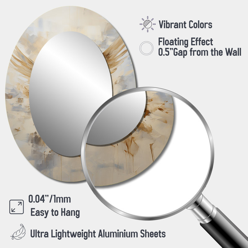 Miroir mural Minimalisme Beige et Doré Dove I - Beige, 40 po x 30 po