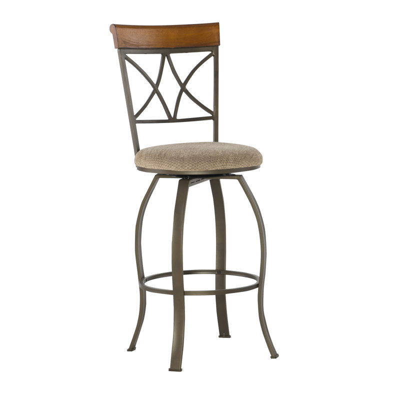 Jefferson Swivel Upholstered Counter Stool, Bar Stool (30" Seat Height), Matte Champagne Gold