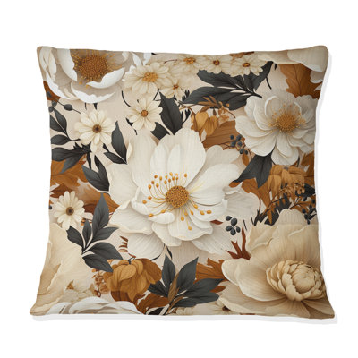 Coussin Boho Earthy Blooms Poppies Bloom III - imprimé floral