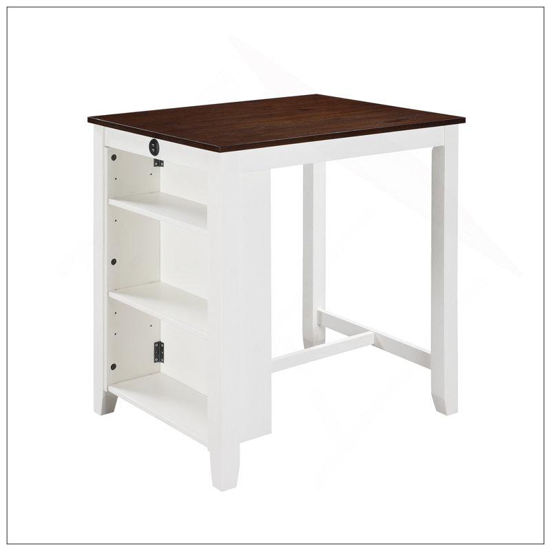 Table de salle à manger à hauteur de comptoir de 36 po Graham avec ports de chargement USB et tablettes Graham, Blanc
