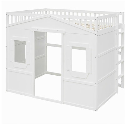 Lit mezzanine double avec échelle - Blanc