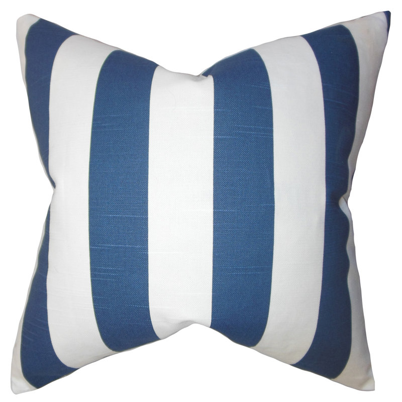 Striped Cotton Reversible Throw Pillow, 20" x 20", Coastal Blue