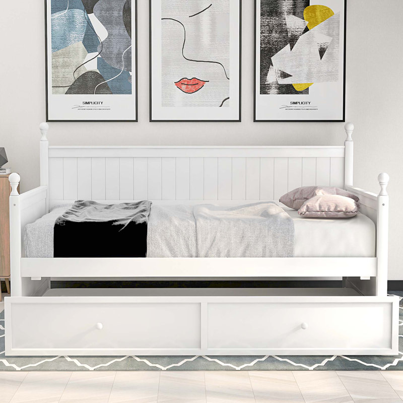 Lit de jour simple en bois, blanc