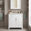 Meuble-lavabo autoportant avec lavabo en céramique, tiroir escamotable, rangement réglable et support de porte-1000319597