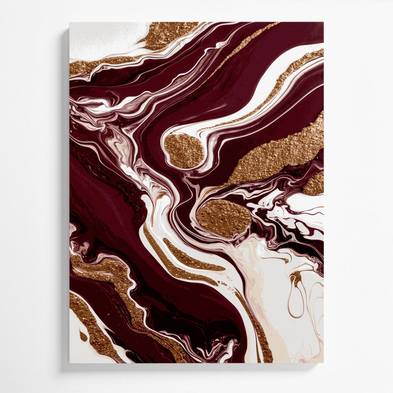 Abstrait art fluide sur toile rouge 81, H 14 po x l 11 po