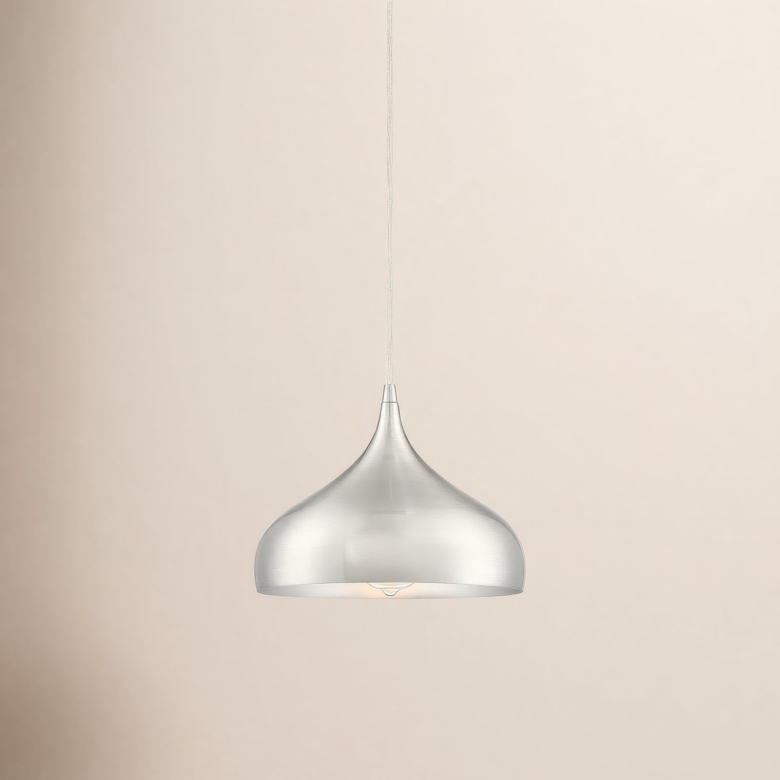 Marselia Single Light Metal Dimmable Plug-in Pendant, Brushed Nickel