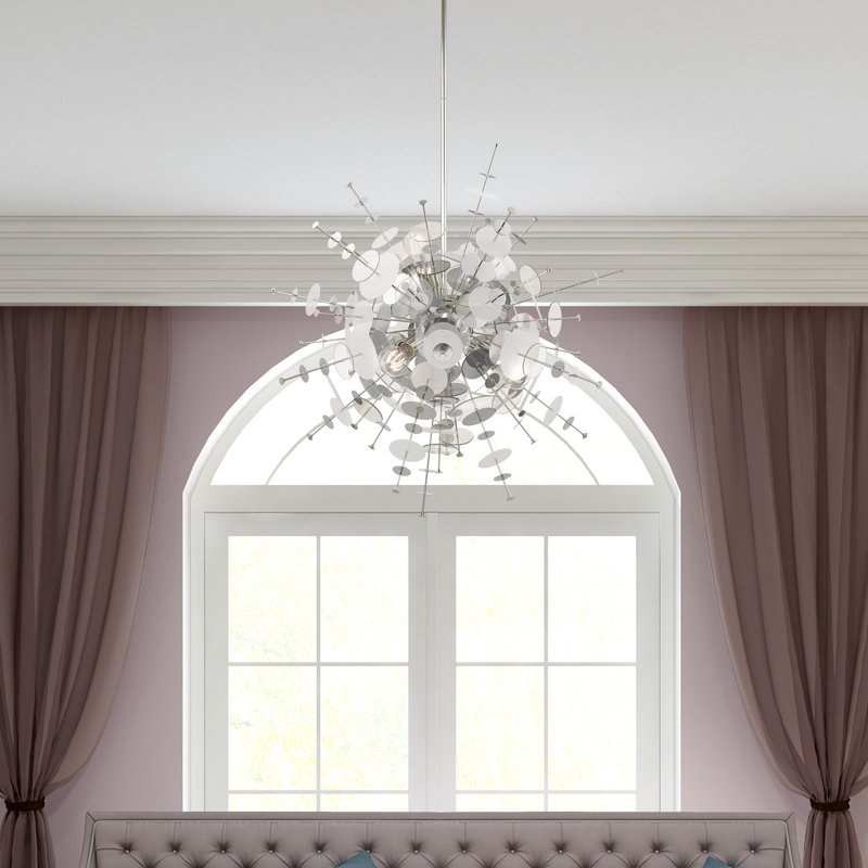 Nichalaus 6 - Light Dimmable Chandelier, 38'' H x 30'' W x 30'' D, Polished Chrome