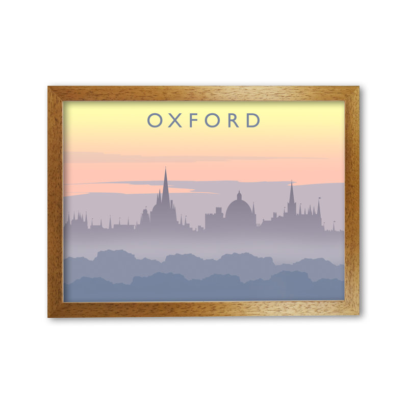 Oxford Skyline by Richard O'Neill - Single Picture Frame Print, 21 cm H x 29.7 cm W, Honey Oak