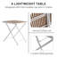 Table de patio pliable peu encombrante, plateau à lattes résistant aux rayons UV pour balcon