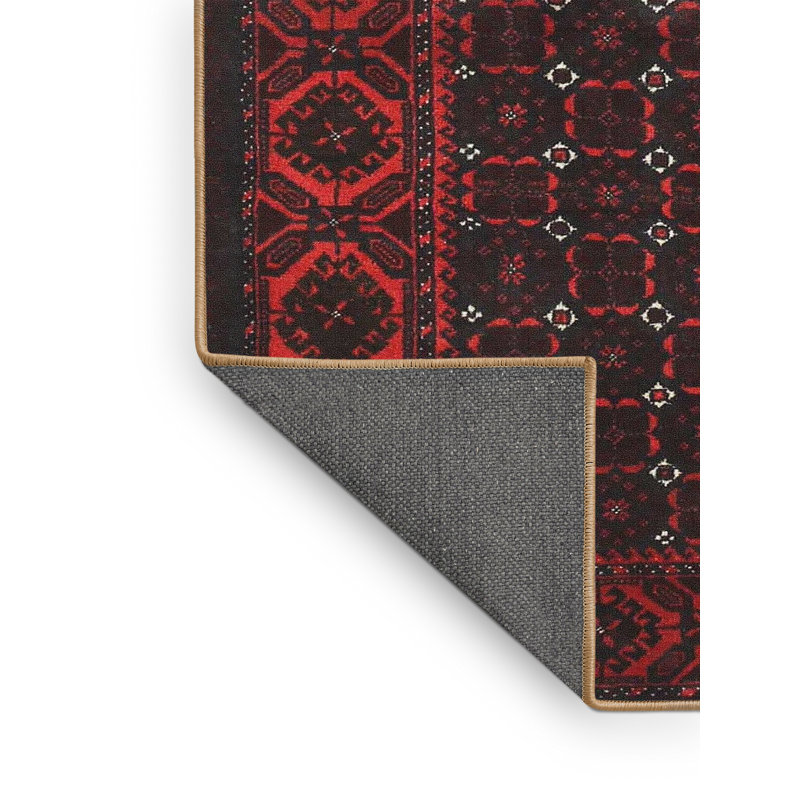 Tapis traditionnel rouge / noir Ardin, Rectangle 8 pi x 12 pi