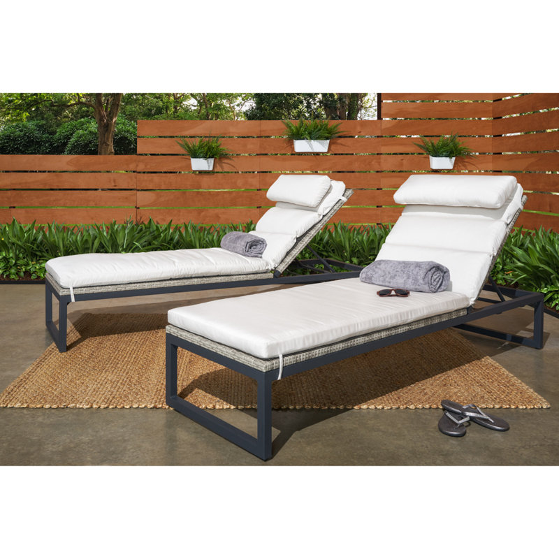 Milo Outdoor Chaise Lounge, Maxim Beige, Espresso