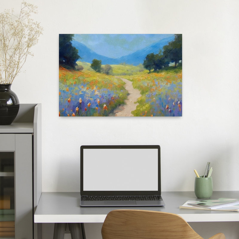 «Walking with Wildflowers», art mural contemporain abstrait, H 16 po x l 24 po