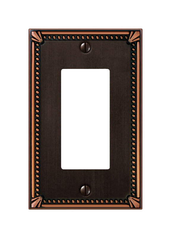 Aged Bronze 1-Gang Beaded Decorator Wall Plate