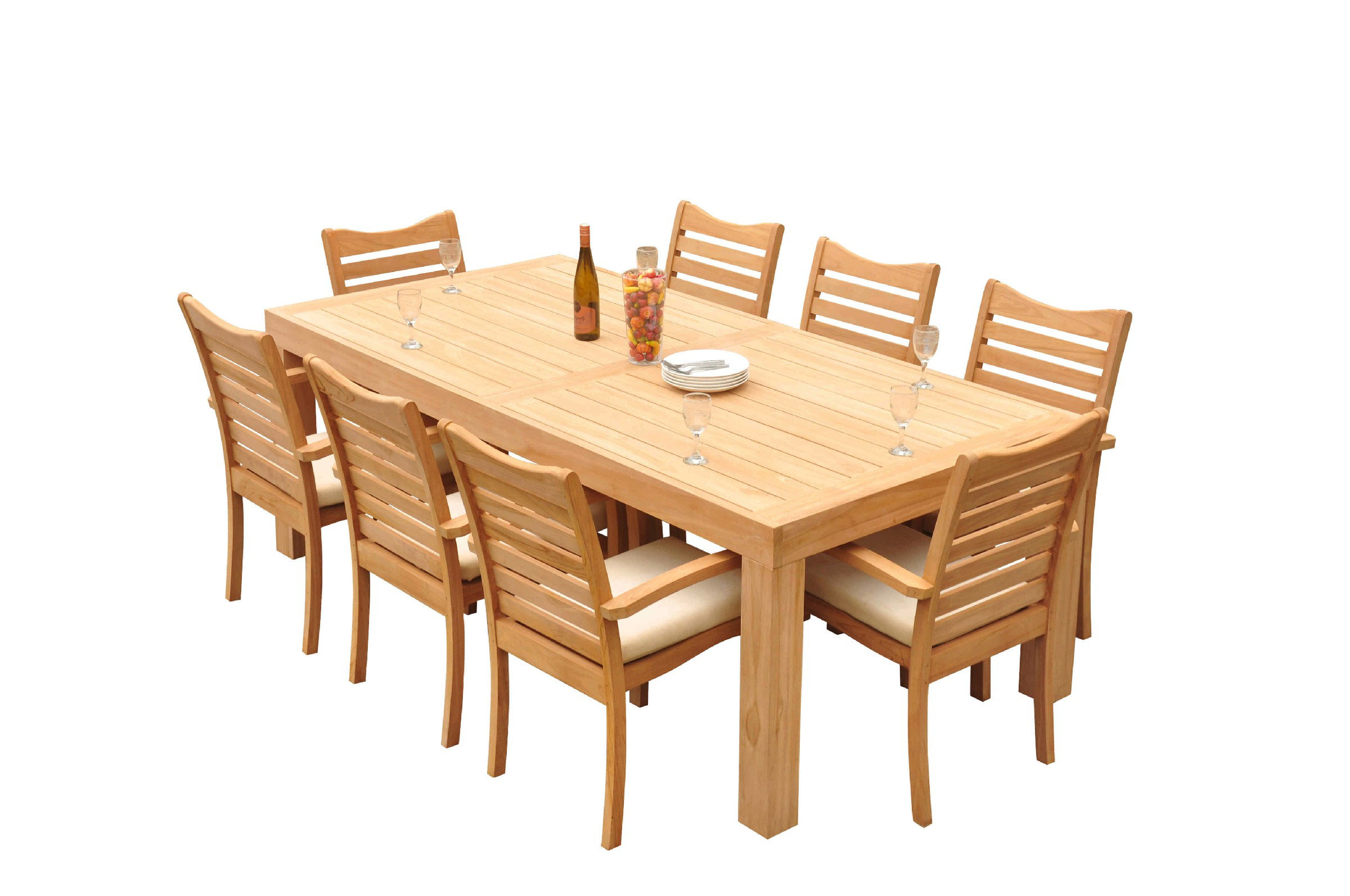 Teak Smith Rectangular 8 - Person 125'' Long Dining Set with Cushions ...