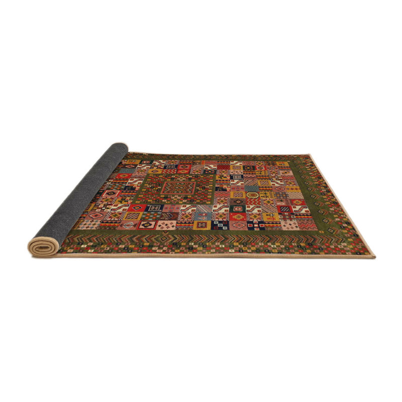 Tapis brun/rouge contemporain, Rond 4 pi