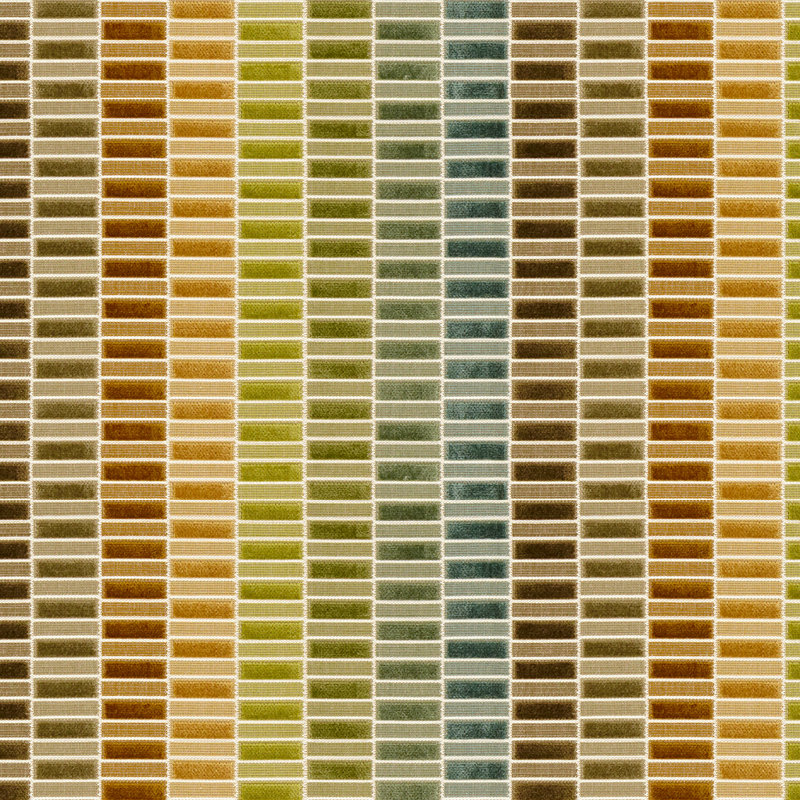 Green/Beige Viscose, Polyester and Cotton Fabric