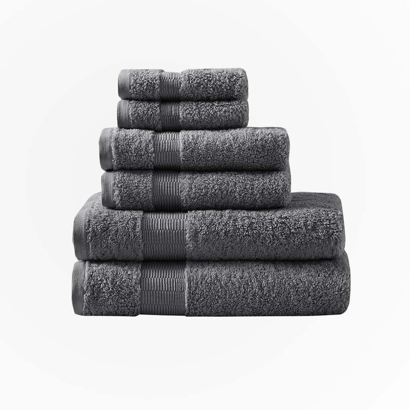 Gracie Mills Forrest Splendor  Cotton 6 Piece Towel Set, Charcoal 650Gsm