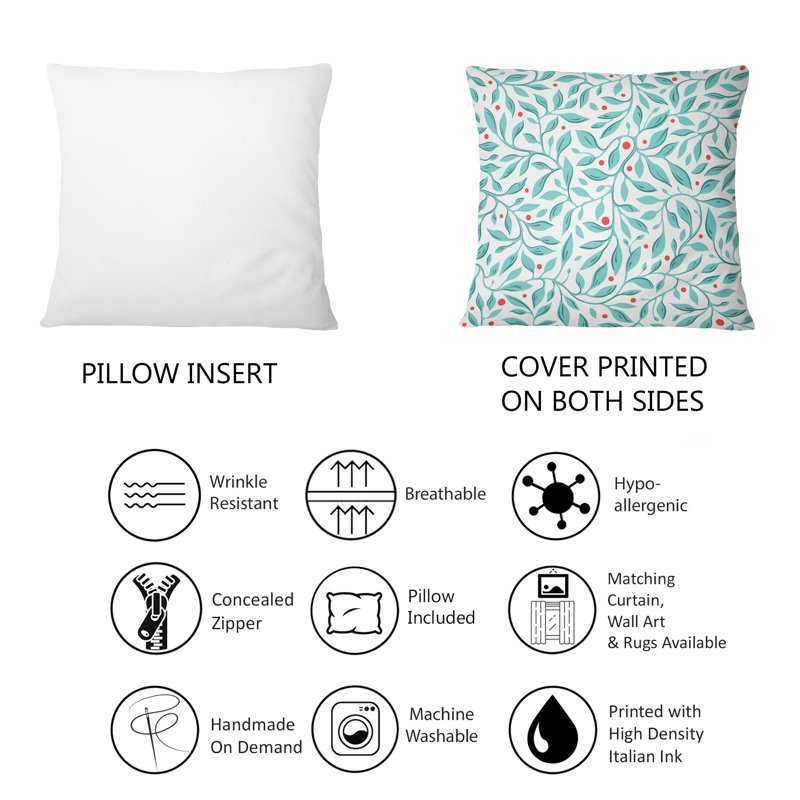 Coussin Little Little Turquoise Leaves On