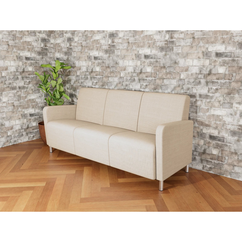 Fauteuil de réception 3 places Ravenna, Acier brossé, Chambray calcaire