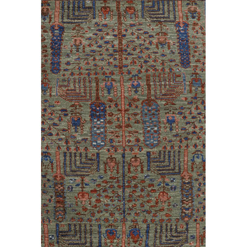 Burano Hand Knotted Wool Floral Area Rug, Square 4'