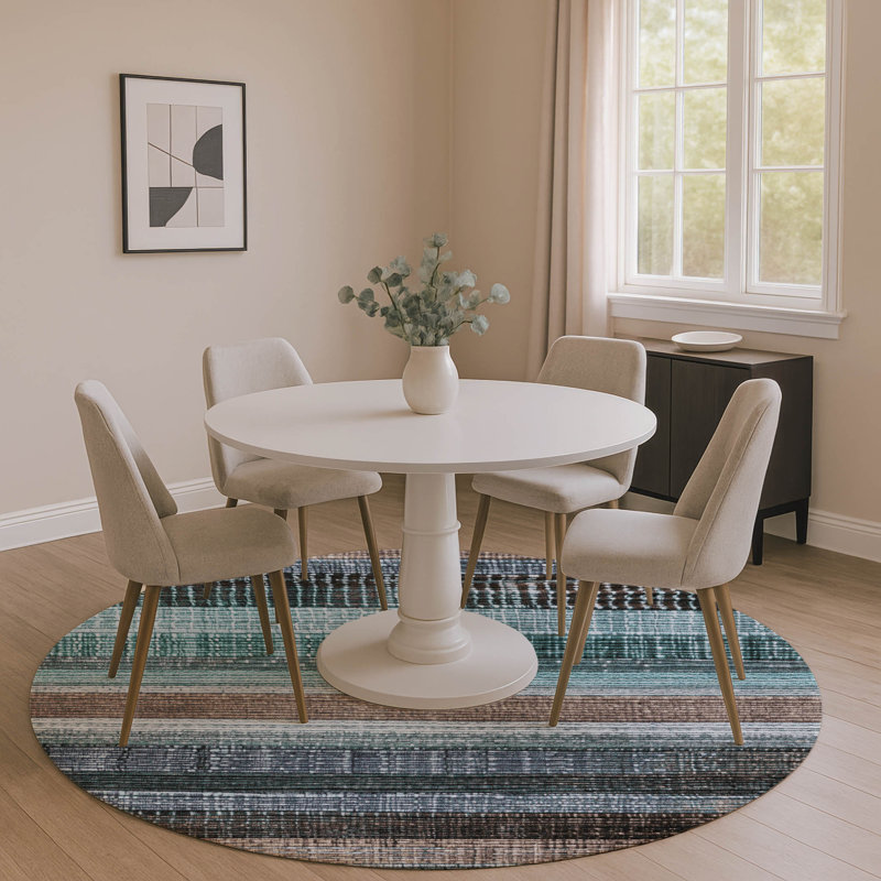 Premium Machine Washable Crestover AMF1873 Stripes Rug, Round 8'