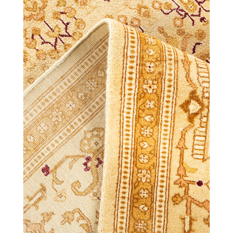 Tapis orange / beige / mauve noué à la main de conception unique 8 pi x 10 pi 1 po Hayner