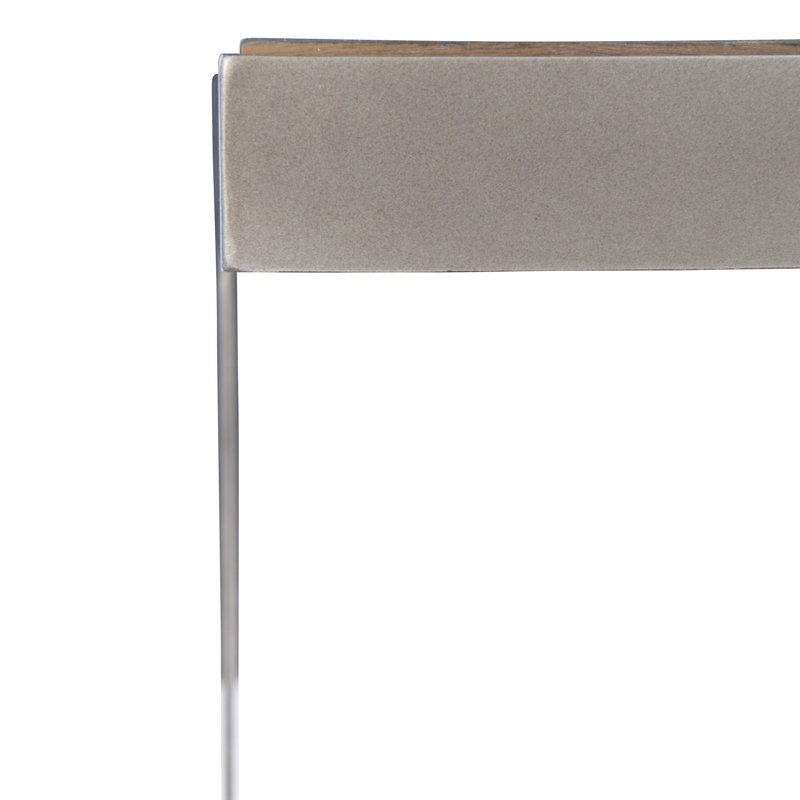 Transitional Quartered Oak and Steel Square End Table in Gray/Brown