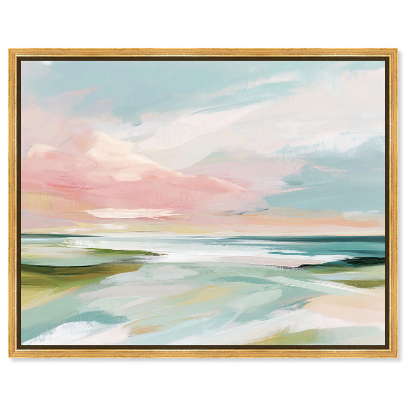 Misty Shoreline Dream II Canvas Print Coastal Art by Art Remedy, 37" H x 46" W, Gold Frame