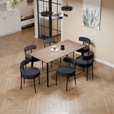 Sherpa Upholstered Metal Dining Chairs