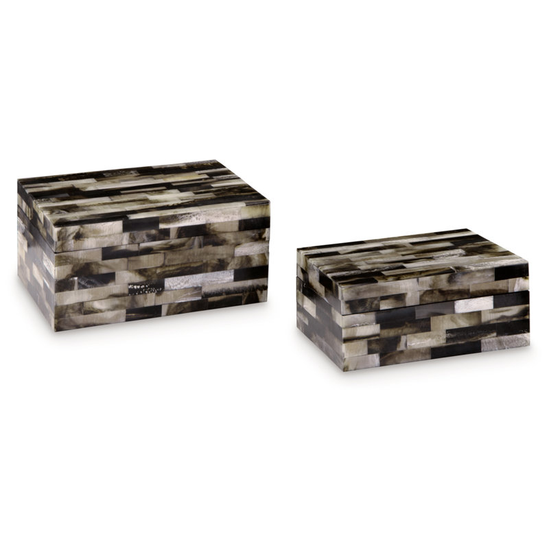 Kushum 2 Piece Resin Decorative Box Set
