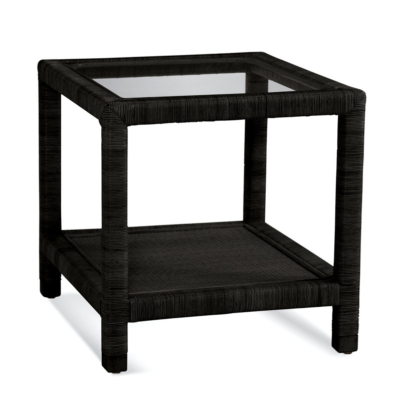 Graham Glass Top End Table, Antique Black